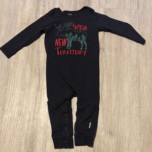 Gerber Black Footie with Moose and Adventure Print